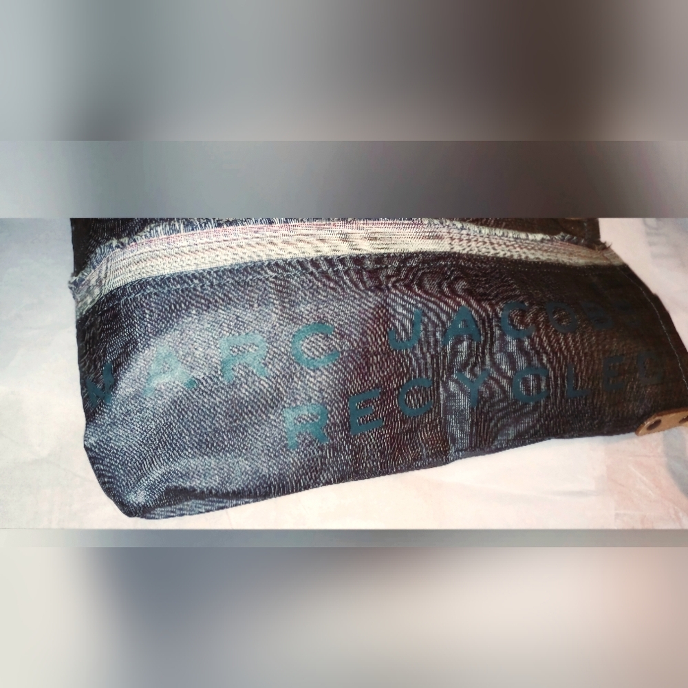 Marc Jacobs Recycled Coated Denim Tote. Long Leather Handle.